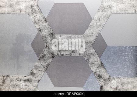 Abstrakte Wandteppiche mit sechseckigem Design und Vintage-Textur Stockfoto