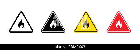 Vektorgrafik für das Symbol für brennbare Gefahren. Sicherheit zuerst Feuer, Gefahrenzeichen Stock Vektor