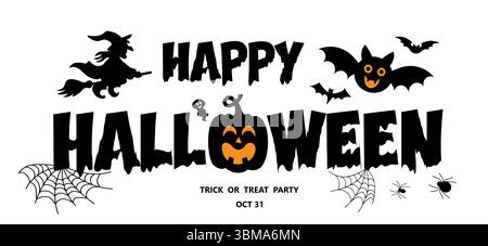 Halloween-Feier mit gruseliger Dekoration und festlicher Atmosphäre für Trick-or-Treat-Party Stock Vektor