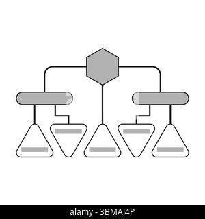 Diagrammsymbole. Netzwerkknotensymbol. Schwarzer Konturvektor. Abbildung des technischen Ablaufs. Stock Vektor