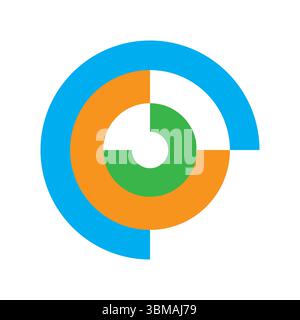 Buntes Tortendiagramm. Datensegmentdiagramm. Statistisches Vektorrad. Informationsgrafiken werden angezeigt Stock Vektor