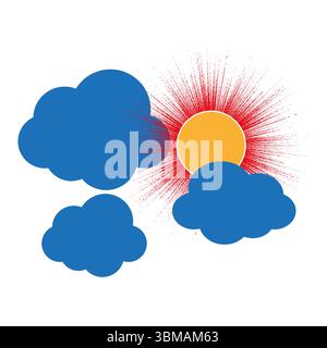 Wettersymbol gesetzt. Cloud SUN Design. Sammlung der Klimasymbole. Vektormeteorologie-Elemente Stock Vektor