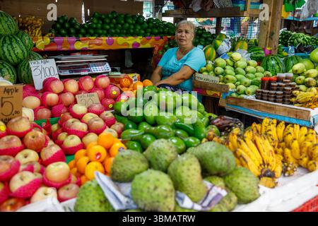 13. Mai 2025: Calapan City, Philippinen, Straßenhändler Mit Gegrilltem Hähnchendarm Stockfoto
