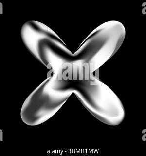 Abstrakte 3D-Form mit Chrom und holografischem Effekt. Schillerndes Flecken, Spritzen oder Kritzeln im Y2K-Stil. Schwebende geometrische Form mit Neonlicht, Verlaufstextur und fließender Bewegung. Stock Vektor