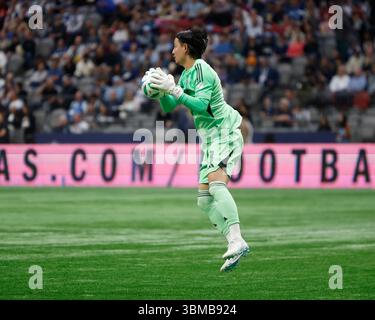 Vancouver, Vancouver, Bc, Kanada. Juni 2025. Vancouver Whitecaps Torhüter Yohei Takaoka (1) in Aktion während des regulären MLS-Saisonspiels Vancouver Whitecaps FC vs San Diego FC am BC Place am 25. Juni 2025 in Vancouver, Kanada. (Foto: Tomaz Jr/Pximages) (Foto: © Tomaz Jr/PX Imagens via ZUMA Press Wire) NUR REDAKTIONELLE VERWENDUNG! Nicht für kommerzielle ZWECKE! Stockfoto