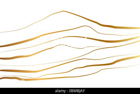 Abstrakte Linie Art Mountain Mit Goldenem Hintergrund Stock Vektor