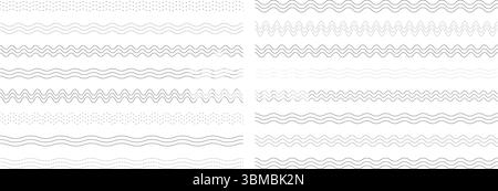 Abstrakte Wellkurven. Minimalistische dekorative Ränder Stock Vektor