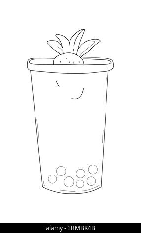 Minimalistische Vektor-Illustration einer Bubble Teetasse. Trendiges Symbol für kalte Getränke, perfekt für Sommermotive, Café-Branding, Menüdekoration und Lifestyle Stock Vektor