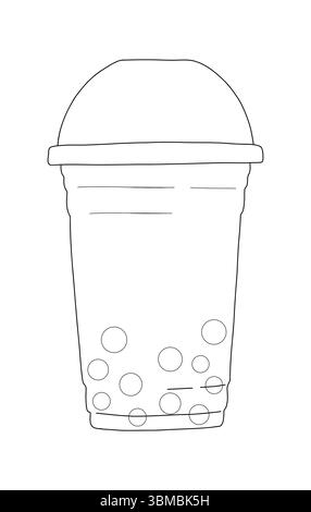 Minimalistische Vektor-Illustration einer Bubble Teetasse. Trendiges Symbol für kalte Getränke, perfekt für Sommermotive, Café-Branding, Menüdekoration und Lifestyle Stock Vektor