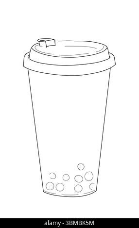 Minimalistische Vektor-Illustration einer Bubble Teetasse. Trendiges Symbol für kalte Getränke, perfekt für Sommermotive, Café-Branding, Menüdekoration und Lifestyle Stock Vektor