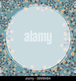 Retro-Blumenrahmen mit leerem Raum für Textvektor-Illustration. Stock Vektor