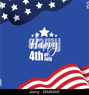 4. Juli Poster Vorlage für USA Unabhängigkeitstag Feier mit amerikanischer Flagge Vektor Design. Stock Vektor