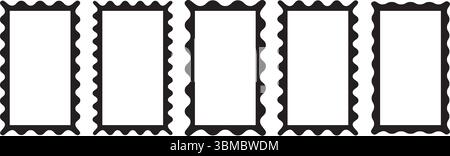 Rechteckige Rahmen mit Wellenkanten. Trendige Fotoränder. Moderne Vektorvorlage Stock Vektor