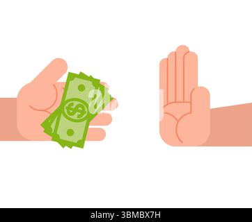 Verweigerung von Geldern. Hände verweigern Bargeld Stock Vektor
