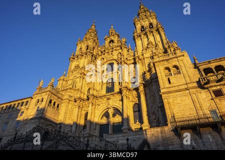 Kathedrale von Santiago de Compostela, Fassade von Obradoiro, Santiago de Compostela, Provinz La Coruna, Galicien Stockfoto