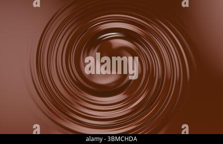 Geschmolzene Schokoladenwirbel. 3D-Rendering. Stockfoto