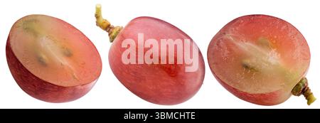 Satz rosa Trauben Beeren isoliert auf weißem Hintergrund. Stockfoto