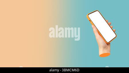 Smartphone mit leerem Bildschirm, ideal für die Präsentation von Apps, Online-Shopping oder digitalen Marketingkonzepten. Ein modernes Gerät, das für die Geschäftswelt, für Kommunen verwendet wird Stockfoto