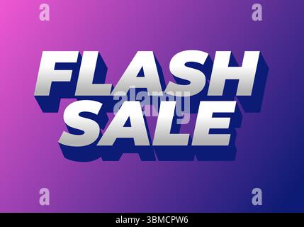 Eine lebendige Grafik mit auffälligem Text, der FLASH SALE in einem modernen, dreidimensionalen Stil liest. Der Hintergrund wechselt von rosa zu lila, kreativ Stock Vektor