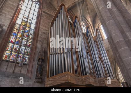 Evangelische Kirche St. Sebald, St. Sebaldus Kirche, Hauptorgel im östlichen Saalchor, Nürnberg, Franken, Bayern, Deutschland, Europa Stockfoto