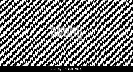 Nahtloses Zickzack-Muster in Schwarz-weiß. Hand gezeichneter abstrakter Zick-Zack-Hintergrund mit kräftiger Pinselstruktur und diagonalem Fluss. Ideal zum Verpacken Stock Vektor