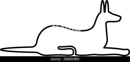 Schakal Silhouette ägyptische Mythologie Anubis Ägypten Gott Kontur Umrisslinie Icon schwarze Farbe Vektor Illustration Bild dünn flach Stil einfach Stock Vektor