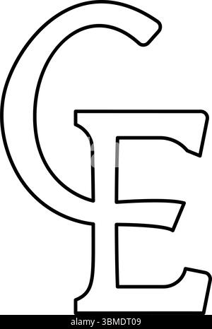 ECU Europäisches Währungseinheitssymbol Euro-Währungszeichen Euro-Währungskontur Umrisslinie Symbol schwarzer Farbvektor Illustration Bild dünn flach Stock Vektor