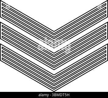 Armee Chevron Militär Rang Insignia Abzeichen Symbol Zeichen Kleinoffizier Kontur Umrisslinie Symbol schwarze Farbe Vektor Illustration Bild dünn flach Stil Stock Vektor