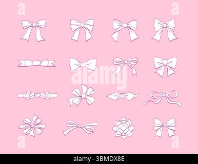 Set aus weißen Vintage-Coquette-Schleifen Stock Vektor