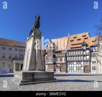 Burgplatz mit Landesmuseum im Vieweg-Haus, Braunschweiger Loewe, von Veltheimsches Haus, Huneborstelsches Haus, beide heute Sitz der Kammer Stockfoto