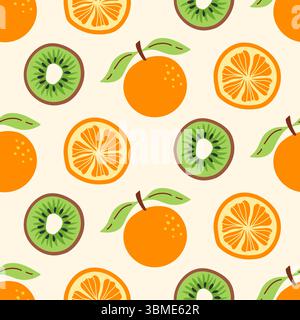 Zitrus-Zeichentrick-Früchte nahtlose Muster Hintergrund Stock Vektor