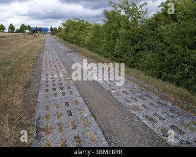 Kolonnenweg auf dem Weg der Hoffnung an der Gedenkstätte Point Alpha zwischen Geisa in Thüringen und Rasdorf in Hessen, der ehemaligen innerdeutschen Grenze. Die Stockfoto
