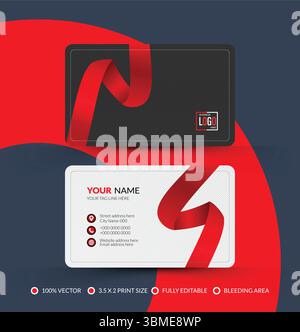 Dunkles und weißes Firmenkartendesign Stock Vektor