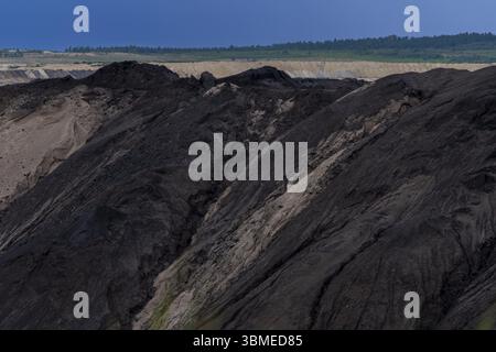 Deckschicht im welzowisch geklagten Braunkohlebergwerk der Lausitz Energie Bergbau AG (LEAG) in der Unterlausitz, Welzow, Brandenburg, Deutschland, Europa Stockfoto