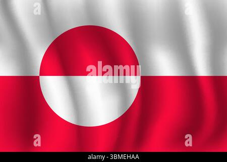 Die Flagge Grönlands flattert im Wind, mit Falten 3d Stock Vektor