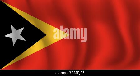 Die Flagge von Osttimor flattert im Wind, mit Falten 3d Stock Vektor
