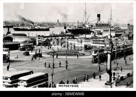 Merseyside: Der Hafen von Liverpool, England. Aus der „Coastwise“-Serie von Zigarettenkarten, die 1939 von J.A. Pattreiouex Ltd. Veröffentlicht wurde, einem in Manchester ansässigen Tabakunternehmen, das vor allem für die Produktion der Marke Senior Service bekannt ist. Stockfoto