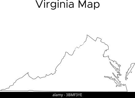 Vektorkarte von Virginia isoliert auf weißem Hintergrund Stock Vektor