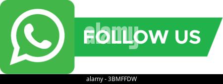 WhatsApp Follow US Green Badge – Symbol für Social Media-Werbung Stock Vektor