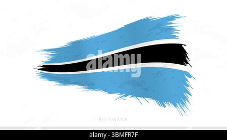 Botswana Nationalflagge mit strukturierten Pinselstrichen. Künstlerisches Pinselstrichdesign. Stock Vektor