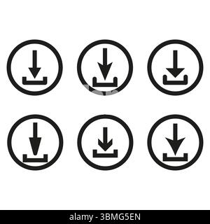 Pfeilsymbole herunterladen. Symbol für die Computerschnittstelle. Dateivektor speichern. Datenübertragungsgrafik. Stock Vektor