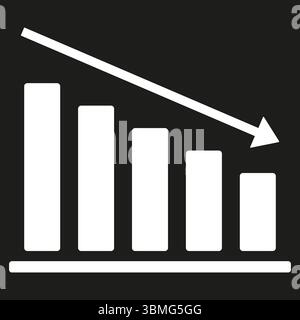 Symbol für abnehmendes Diagramm. Negatives Trenddiagramm. Symbol fallender Balken. Form des Vektordiagramms. Stock Vektor