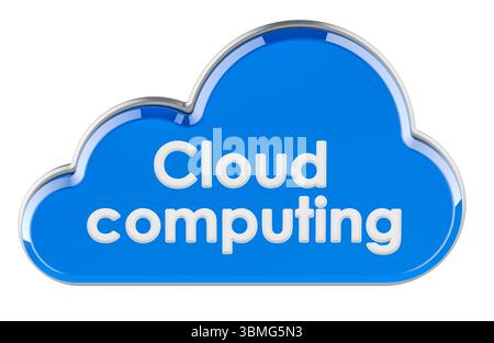 Cloud-Computing, Konzept. 3D-Rendering isoliert auf weißem Hintergrund Stockfoto