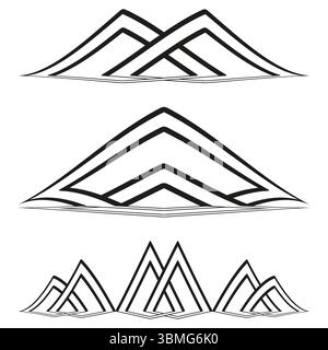 Silhouetten der Bergkette. Abstrakte Peakformen. Minimalistische Naturszene. Vektorgrafik. Stock Vektor