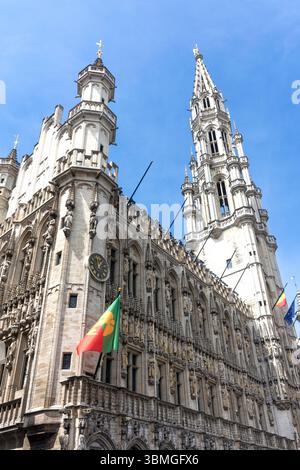 Rathaus Brüssel, Grand-Place (Grote Markt), Bruxelles-Ville, Stadt Brüssel (Bruxelles), Region Brüssel-Hauptstadt, Königreich Belgien Stockfoto