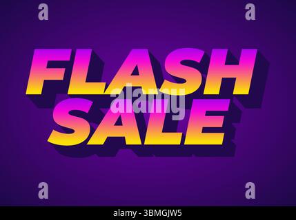 Auffälliges Textdesign mit den Worten FLASH SALE in einem leuchtenden Farbverlauf von Gelb bis Rosa vor violettem Hintergrund für einen dynamischen Blickfang Stock Vektor