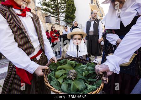 Segen der Tiere am Tag des Heiligen Antonius, Beneides de Sant Antoni, Muro, Mallorca, Balearen, Spanien, Europa Stockfoto