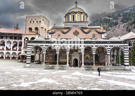 Kloster Rila, gegründet im 10. Jahrhundert, Rilski-Tal, Republik Bulgarien Stockfoto