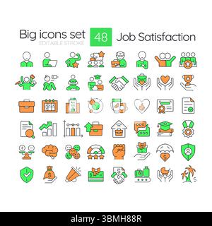 Farbsymbole für die Linie für die Zufriedenheit der Stelle festgelegt Stock Vektor