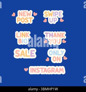 instagram Story Stickers mit niedlichem Text Stock Vektor